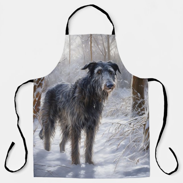 Tablier Scottish Deerhound Laissez-le neiger Noël (Recto)