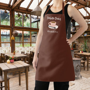 Tablier Script de nom de tasse brune Barista