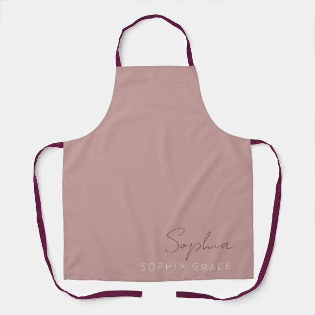 Tablier Script moderne Dusty rose manuscrit fille (Recto)