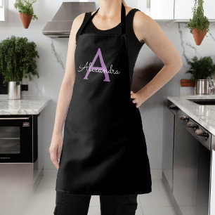 Tablier Script Purple Noir Monogramme Nom
