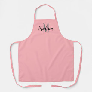 Tablier Script rose vierge monogramme personnalisé