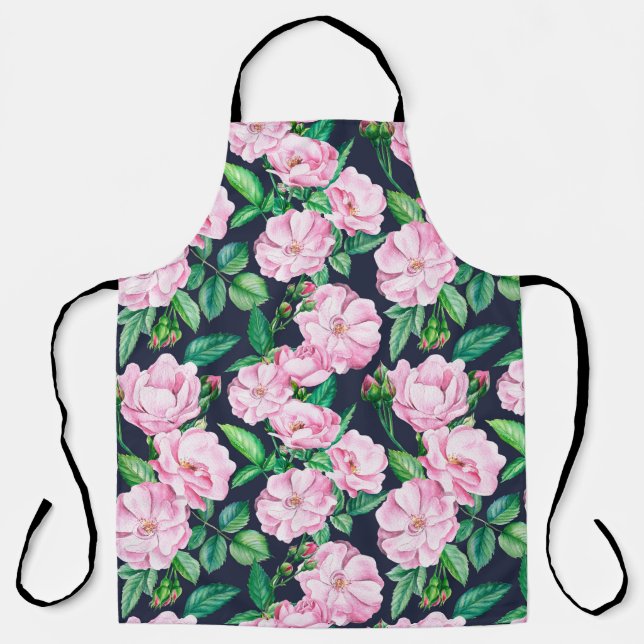 Tablier Seamless patterns of branches of roses, buds and l (Recto)