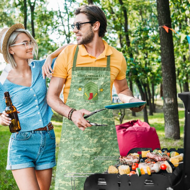 Tablier Sergent Grill Camo Espace Grillade Personnalisé (Créateur téléchargé)