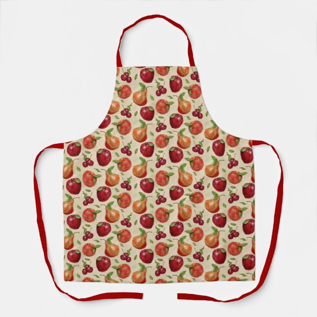 Tablier Serviette de cuisine aux fruits peints (Recto)
