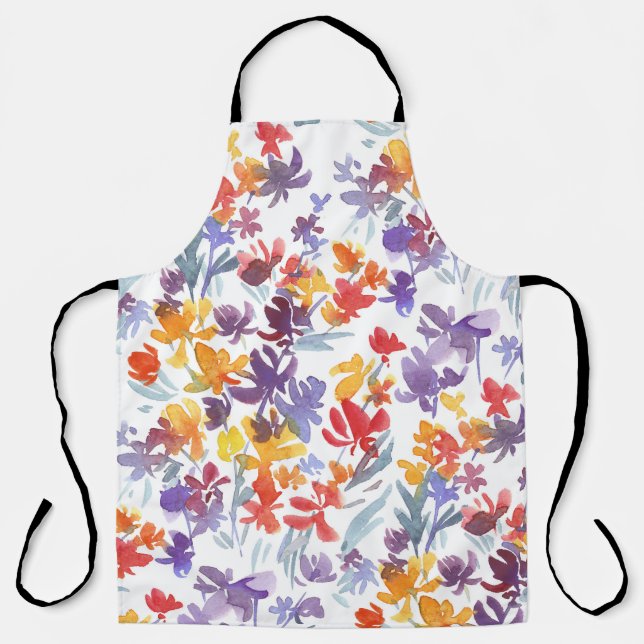 Tablier Shabby Aquarelle Fleurs d'été Motif (Recto)