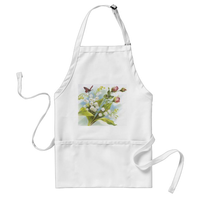 Tablier Shabby Chic Butterfly, Roses & Lily de la Vallée (Devant)