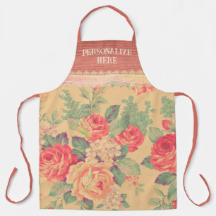 Tablier Shabby Chic Rose Vintage Personnalisé