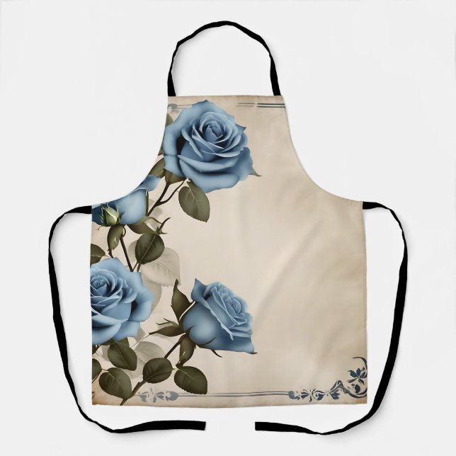 Tablier Shabby Rose bleu (Recto)