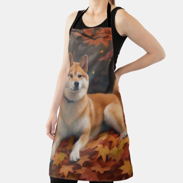 Tablier Shib Inu en automne Leaves automne Inspire (Insitu)