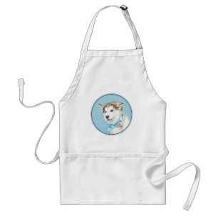 Tablier Sibérie Husky (argent et blanc) Peinture Chien Art