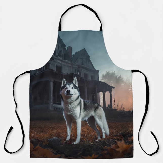 Tablier Sibérie Husky Halloween effraie (Recto)