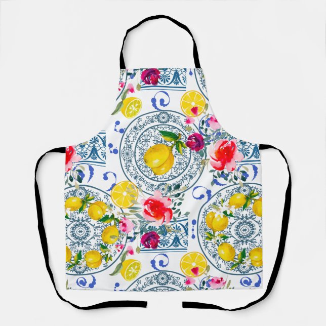 Tablier Sicilienne, style italien, majolica motif       (Recto)