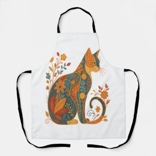 Tablier Silhouette de chat floral - Botanique vintage colo
