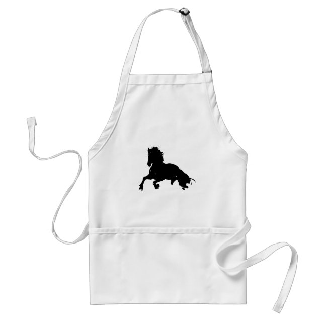 Tablier Silhouette du cheval blanc noir (Devant)