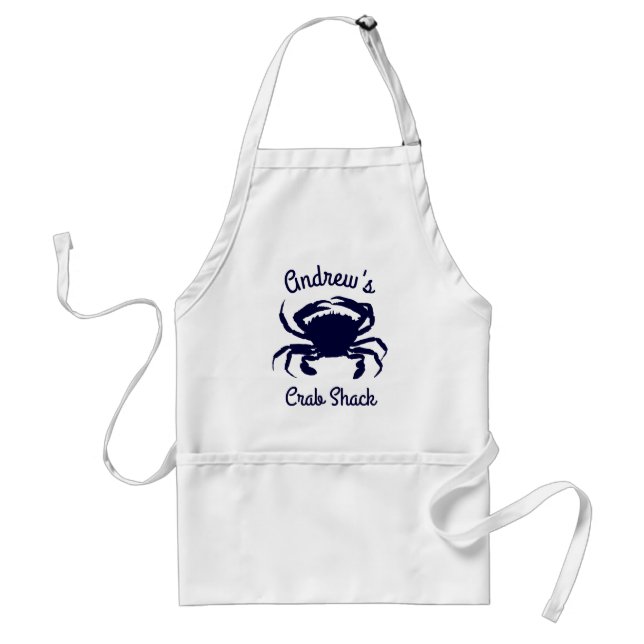 Tablier Silhouette personnalisée de crabe bleu foncé (Devant)