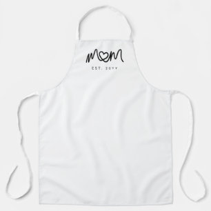 Tablier Simple cœur de script noir Maman établie
