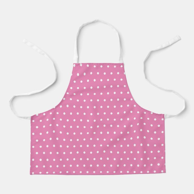 Tablier Simple Cute Chic Pois rose et blanc (Recto)