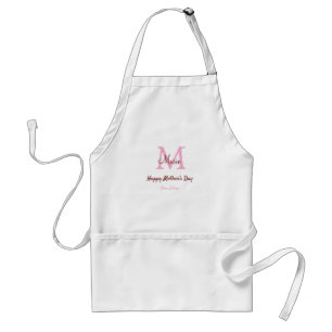 Tablier simple minimum de jour mère monogramme nom rose te