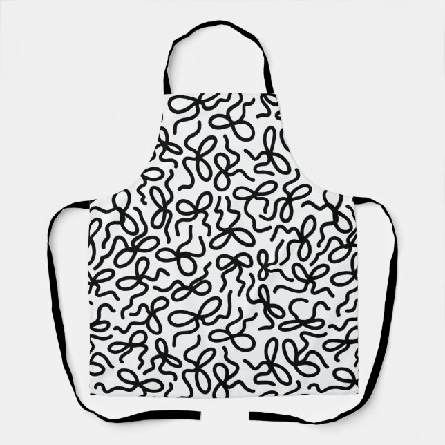 Tablier Simple Modern Elegant Black and White Bow Pattern (Recto)