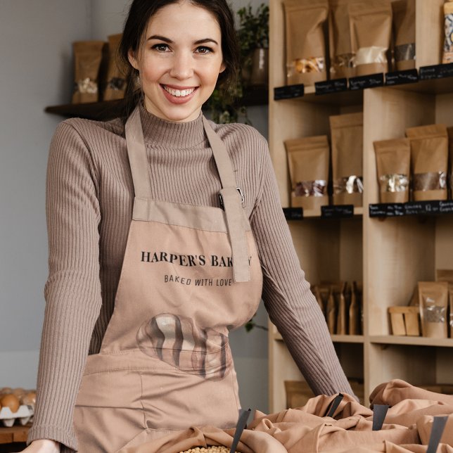 Tablier Simple moderne boulangerie fraîche Éco logo profes (Créateur téléchargé)