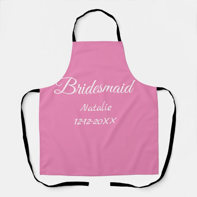 Tablier Simple pink bridesmaid add name year text  (Recto)