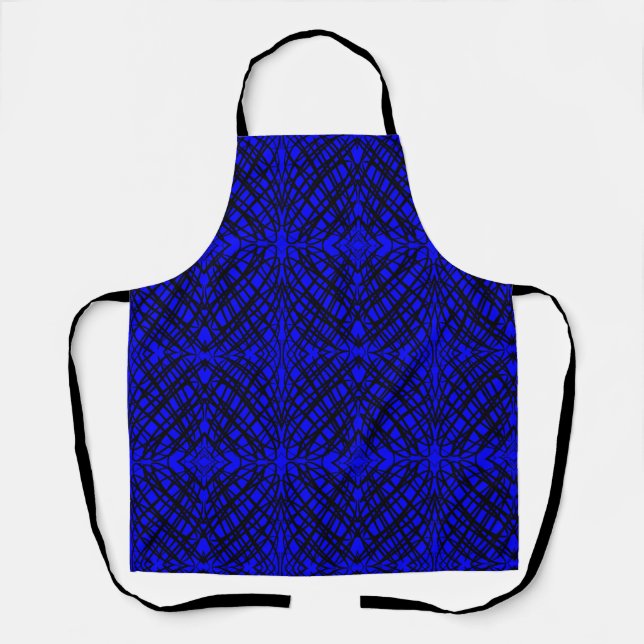 Tablier Simple Scribble | Carreaux miroir | Bleu | (Recto)