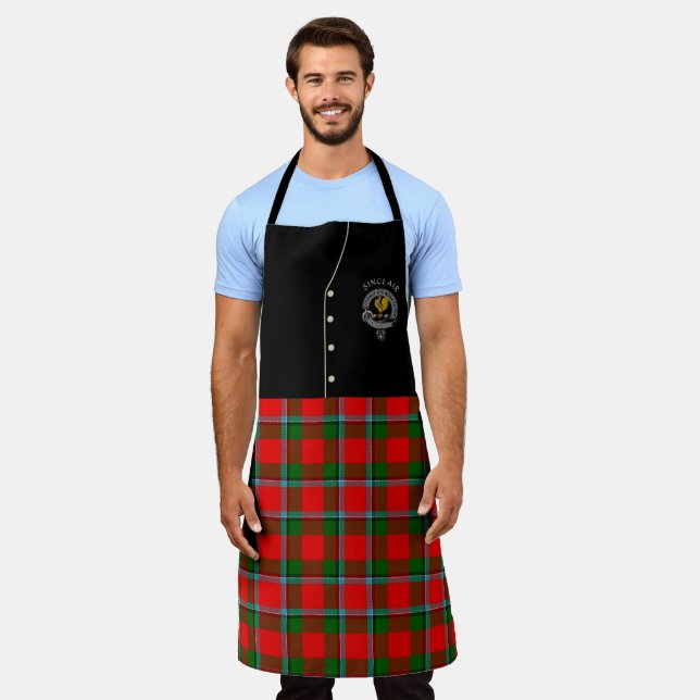 Tablier Sinclair Clan Badge & Tartan Kilt Apron (Porté)