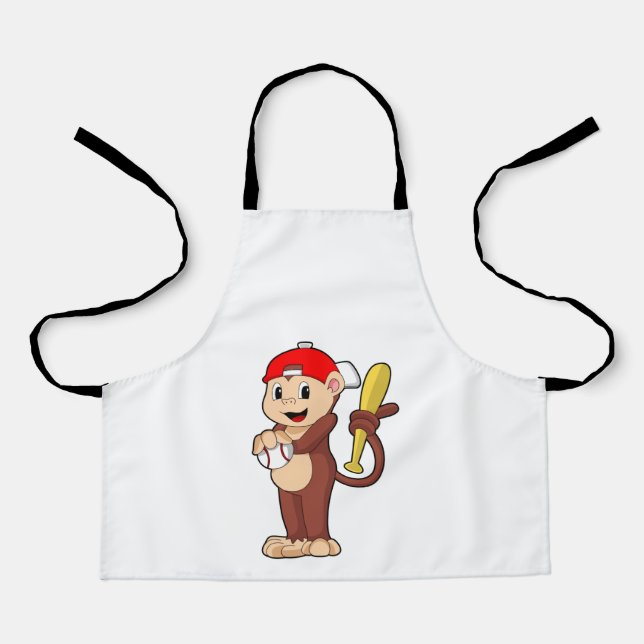 Tablier Singe au baseball avec batte de baseball (Recto)