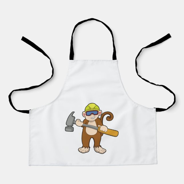 Tablier Singe comme artisan avec marteau (Recto)