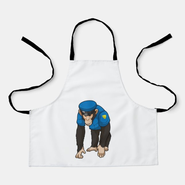 Tablier Singe comme policier avec Uniforme (Recto)