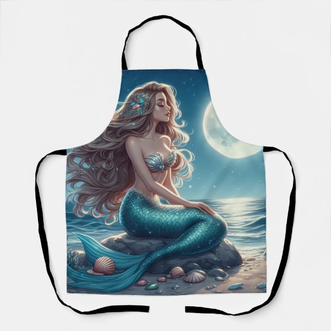 Tablier Sirène sur la plage la nuit (Recto)