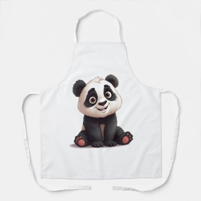 Tablier Sitting Panda Bear Cartoon Illustration Artwork (Recto)