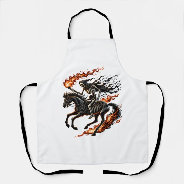 Tablier Skeleton Horseman Riding Flaming Horse (Recto)