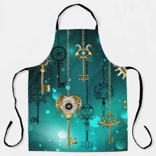 Tablier Skeleton Keys on Green Background