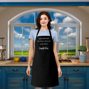 Tablier slogan en noir blanc du chef