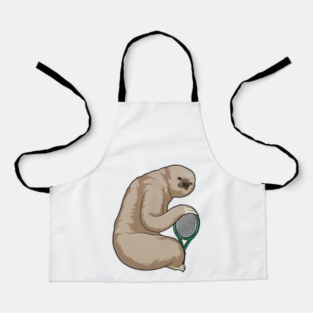 Tablier Sloth at Tennis with Tennis racket (Recto)