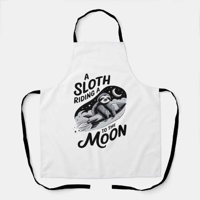 Tablier Sloth Riding a Rocket to the Moon (Recto)