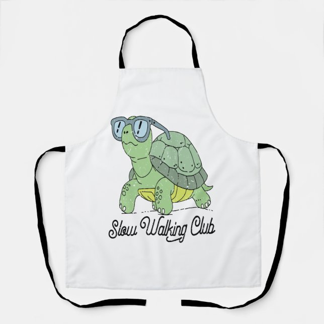Tablier Slow Walking Club Cute Funny Turtle (Recto)