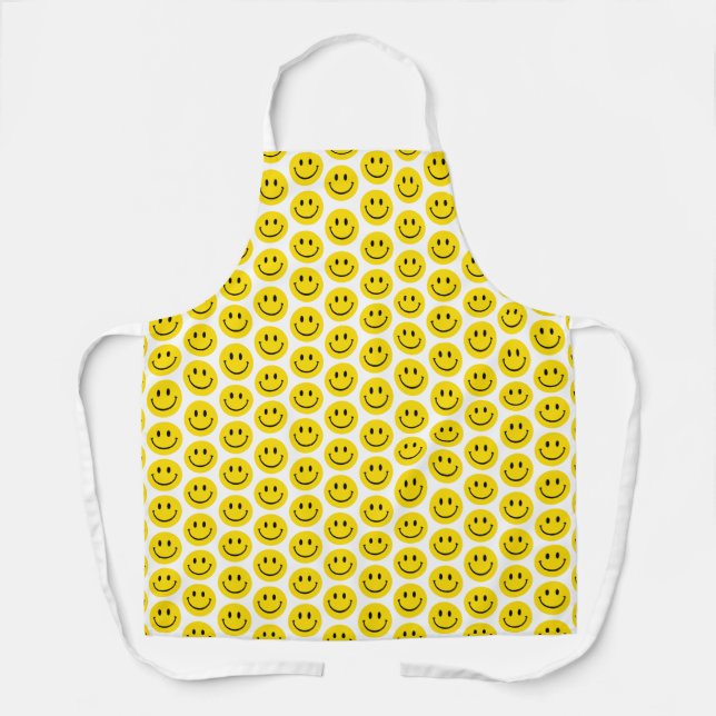Tablier Smile Face Jaune Blanc Noir Joyeux Emoji Amusant (Recto)