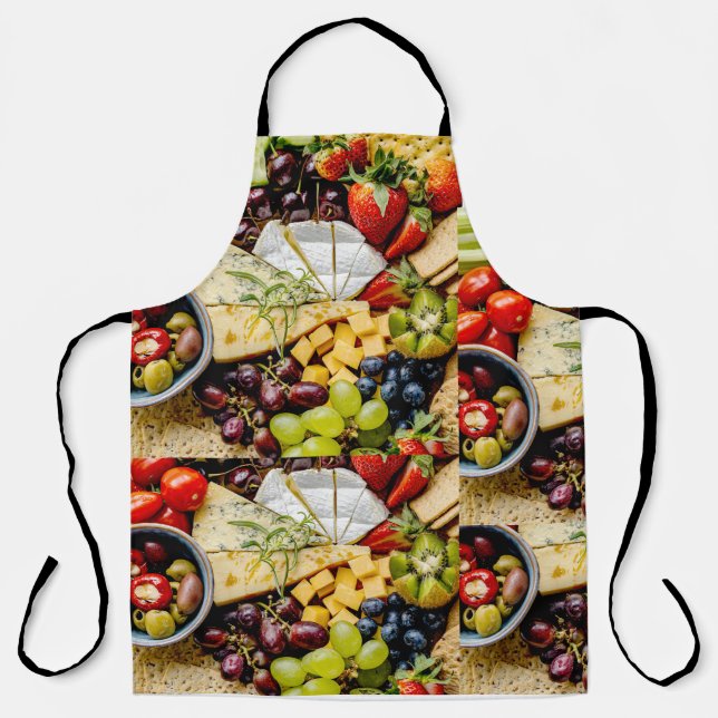 Tablier Snack-board avec fromage, fruits et craquelins (Recto)