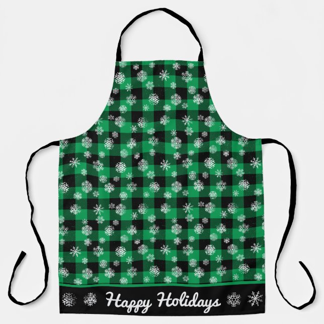 Tablier Snowflakes Green Buffalo Plaid (Recto)