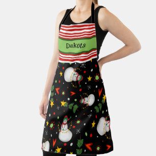 Tablier Snowman Motif Black Custom Inspirivity