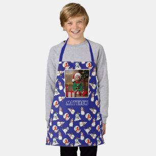 Tablier Snowman Noël Motif Marine Blue Boys Photo