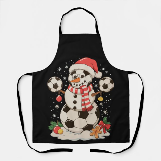 Tablier Snowman Soccer Noël Fête hiver Noël Sport (Recto)