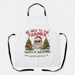 Tablier Sois Gentil Fermier Père Noël Animaux de Ferme de 