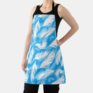 Tablier Sophisticated Feather Design On A Bright Blue