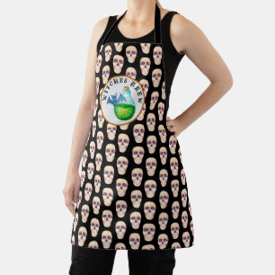 Tablier Sorcières Brûler et Motif du crâne