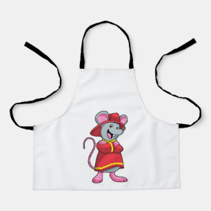 Tablier Souris comme pompier avec casque