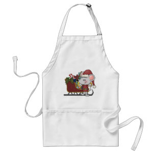Tablier Souris de Père Noël avec le traîneau