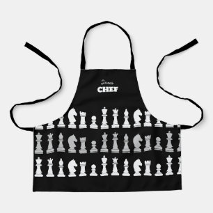 Tablier Sous Chef Chess Pièce Noir Blanc Enfants